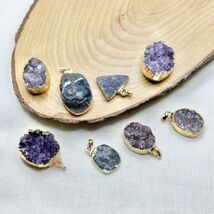 Wholesale Natural Amethyst Druze Pendants - 20x25mm Raw Crystal Clusters... - $45.00+
