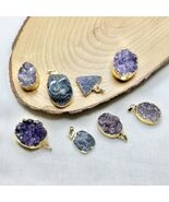 Wholesale Natural Amethyst Druze Pendants - 20x25mm Raw Crystal Clusters... - $45.00+