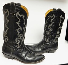 Nocona Boots Ostrich Leg Western Cowboy Black Men&#39;s 10.5 D VTG Distress - £92.59 GBP