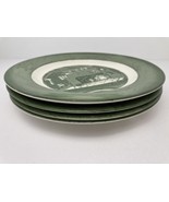 4/1950s Vintage Colonial Homestead Green by Royal 10&quot; Dinner Plate Made ... - $64.30