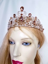 Rhinestone Crystal Tiara, Topaz Crown Tiara, Statement Pageant Jewelry, Head Ban - £52.10 GBP