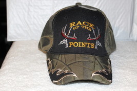 DEER HORNS RACK UP THE POINTS HUNT HUNTER BASEBALL CAP ( CAMO &amp; BLACK ) - £9.08 GBP