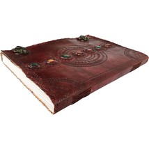 Leather Journal Book Seven Chakra Medieval Stone Embossed Handmade Book ... - $70.00