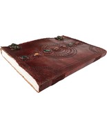 Leather Journal Book Seven Chakra Medieval Stone Embossed Handmade Book ... - $70.00
