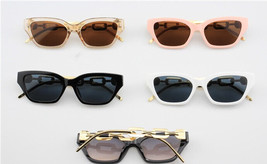 Womens Slim Cat Eye Gold Cuban Link Chain Sunglasses Retro Designer Fashion Wide - £8.02 GBP