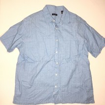 Club Room Men&#39;s Button Up Short Sleeve Collared Shirt Light Blue Size XL - $34.99