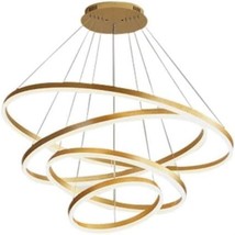 4 Ring Gold LED Chandelier Modern Pendant Light Luxury Remote Control Ceiling - £92.78 GBP