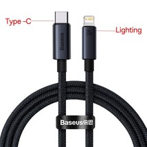 Baseus PD 20W USB C Cable For iPhone 13 12 11 pro max iPhone Cable Fast Charging - £5.84 GBP