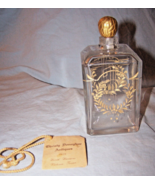 Antique Crystal Perfume Bottle, Hand Blown &amp; Cut-Decorated w/Gold-Stopper - $110.00
