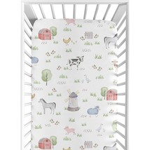 Sweet Jojo Designs Farm Animals Boy or Girl Fitted Crib Sheet Baby or Toddler Be - £31.55 GBP