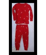 Carter&#39;s 12 Month Red Candy Cane Thermal Pajamas Set - $326.70 MXN