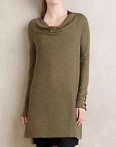 NWT Anthropologie Cowled Jersey Tunic SMALL Moss Green Pure + Good Top W... - $19.99