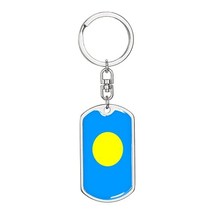 Palau Flag Swivel Keychain Dog Tag Stainless Steel or 18k Gold - £43.02 GBP