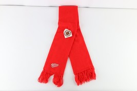 NOS Vintage 90s Detroit Red Wings Hockey Fringed Knit Winter Scarf Neck Cover - £22.93 GBP