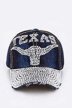 TEXAS Crystal Embellished Fashion Denim Cap - $25.95