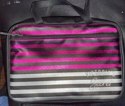 Victoria's Secret Laser Cut Pink & Silver Makeup Travel Bag with handles - $29.70