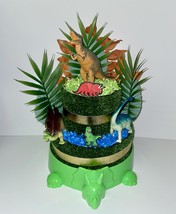 Jurassic World Dinosaur Themed Baby Shower Green ,Gold and Blue Diaper Cake Gift - £51.95 GBP