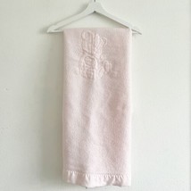 Vintage Quiltex Baby Blanket Pink Nylon Satin Trim Teddy Bear Acrylic USA 34x43 - £15.92 GBP