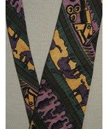 Carlos Falachi Neck Tie/Necktie 100% Silk gold green purple 58"x3.75" industrial - $20.24