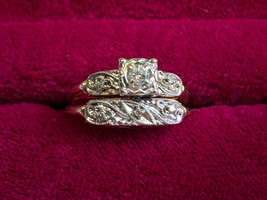 Vtg 14K Yellow Gold Diamond Interlocking Rings 3.92g Fine Jewelry Sz 5.7... - £637.46 GBP