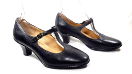 Vintage Inspired 1920s T-Strap Women Heel Black Pump SIZE 10 WIDE SOFTSPOTS - £31.26 GBP