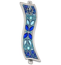 Lenox Blue Brilliance Mezuzah Case Swarovski Crystals Orit Schatzman Israel New - £134.98 GBP