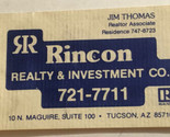 Vintage Rincon Realty &amp; Investment Business Card Ephemera Tucson Arizona... - £3.15 GBP