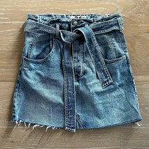 We the Free People East of Eden Medium Wash Denim Belted Mini Skirt 26 - £22.16 GBP