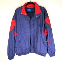 Champion Mens Winbreaker Jacket Vintage Hood Pockets Blue Red Size XL - £15.05 GBP