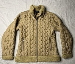 Vintage Patagonia Quilted Chevron Jacket Women’s Med Sherpa Trim Beige U... - $60.00