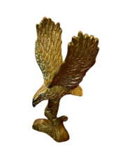 Vintage Brass American Bald Eagle On Branch Sculpture 8 Inch Bird Figure - £14.38 GBP