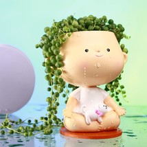 Self-Watering Head Planter 3D Printed Cute Yoga Girl Hand-Painted. - $17.92