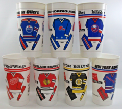 NHL Hockey Plastic Takeout Cups Coca Cola Nordiques Oilers Bruins Detroit 7 VTG - £40.78 GBP