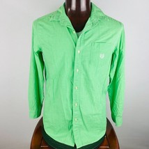 Chaps Mens Medium M Easy Care Green Button Front Long Sleeve Shirt With ... - £12.18 GBP