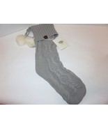 UGG Cable Knit Stocking with Pom Poms Seal Grey NWT - £30.09 GBP