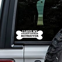 MHDStickerCo I Love Golden Cocker Retriever Dog Bone Vinyl Decal Sticker Custom  - £4.57 GBP