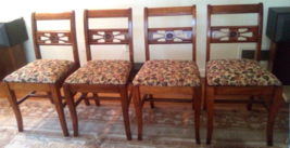 Four Antique wooden chairs w/Floral Fabric Seats Refurbished Local Picku... - $95.00