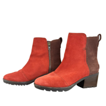 Sorel Women&#39;s Cate Boots Carnelian Red Size 6 Bootie Leather Side Zip Tw... - £88.95 GBP