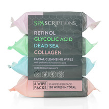 Assorted Facial Cleansing Wipes- Retinol/Glycolic Acid/Dead Sea/Collagen... - £7.16 GBP