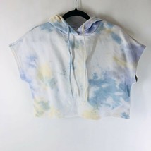Elodie Womens Cropped Sweatshirt Hoodie Pastel Tie Dye Drawstring Size S - $14.49