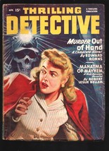 Thrilling Detective 4/1948-Skull-skeleton horror pulp cover-Robert Lewis Bell... - £133.86 GBP