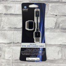 Onn Platinum Black Multi Device Sync And Charge Cable Sz 4 Inch For iPho... - $115.18 MXN
