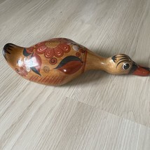 Tonala Duck Mexican Pottery Hand Painted Laying 12” long Ceramic Bird Design - £27.87 GBP