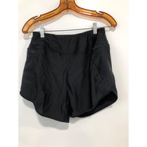 Pudolla Athletic Shorts Womens Medium Black Zip Pockets Running Performance - £11.56 GBP