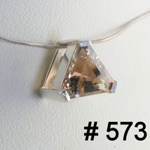 Oregon Sunstone Triangle Pendant Handmade Silver Hidden Bail Unisex Design 573 - £88.71 GBP