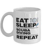 Funny Scuba Diving Mug - Eat Sleep Repeat - 11 oz Coffee Cup For Sports Fans  - £11.95 GBP
