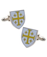 KNIGHTS TEMPLAR CUFFLINKS White Yellow Shield Freemasonry Masons NEW w G... - $235.65 MXN