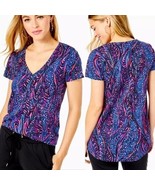 Lilly Pulitzer Etta V-neck Blue Flare Always Pawsitive T-Shirt XL Women&#39;s - $46.34 CAD