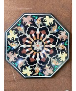 24 &quot;Round black Marble Hand Made table Top Petra Dura Semi Precious Home... - $2,357.20 CAD