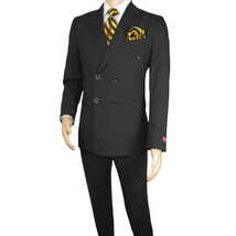 Men Suit BERLUSCONI Turkey Italian Wool 180's Double Breasted UGS94-08 Black image 3